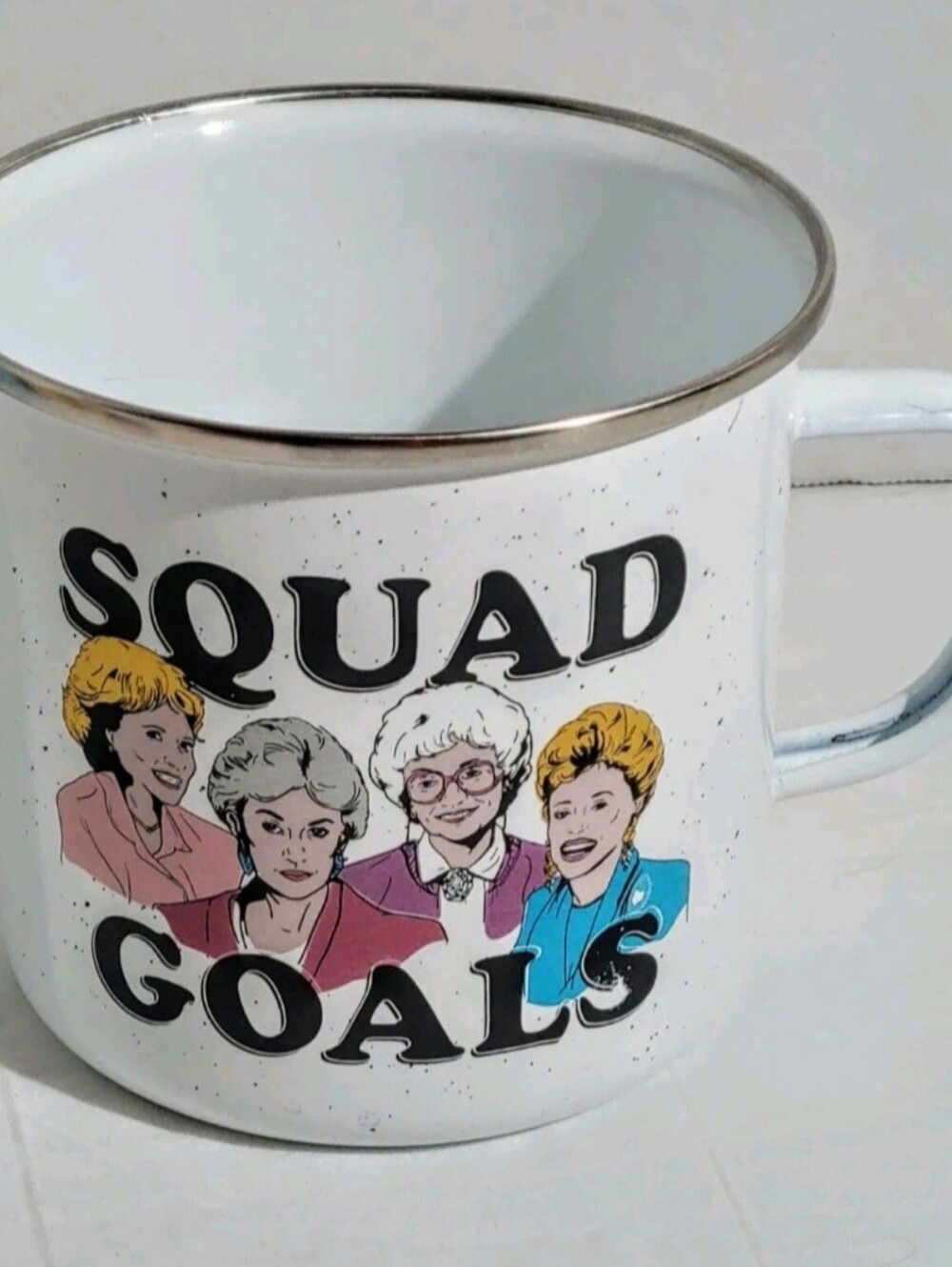 Golden Girls Squad Enamel Camper Mug Pop Art Betty White Tea Coffee Cup